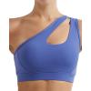 RUNNING GIRL Womens One Shoulder Sports Bras Workout Left Strap Yoga Bras Cute Medium Support Crop Top(Violet)