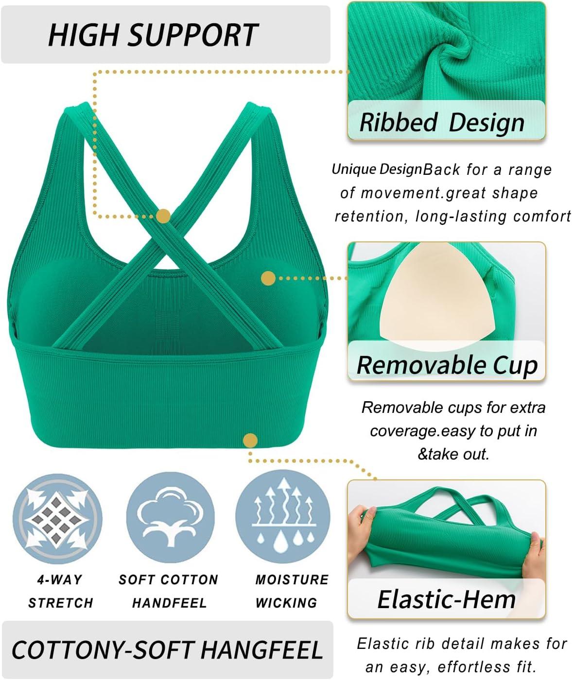 imageRUNNING GIRL High Impact Sports Bras for Women High Support Padded Sports Bra Strappy Sports Bras RGAwx2984 BKPGN M