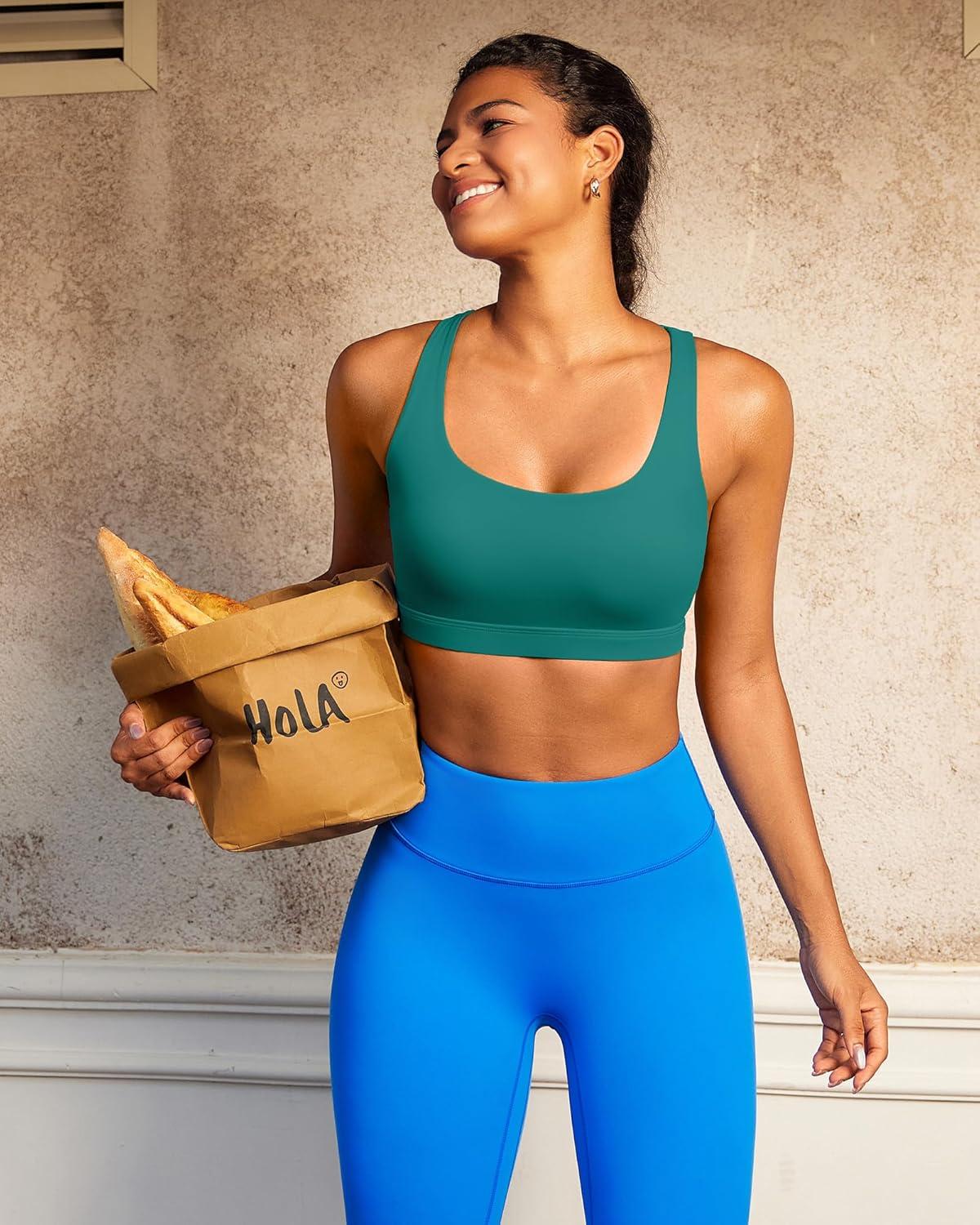 imageRUNNING GIRL High Impact Sports Bras for Women High Support Running Adjustable Sports Bra Molded Cup StrappyGreen