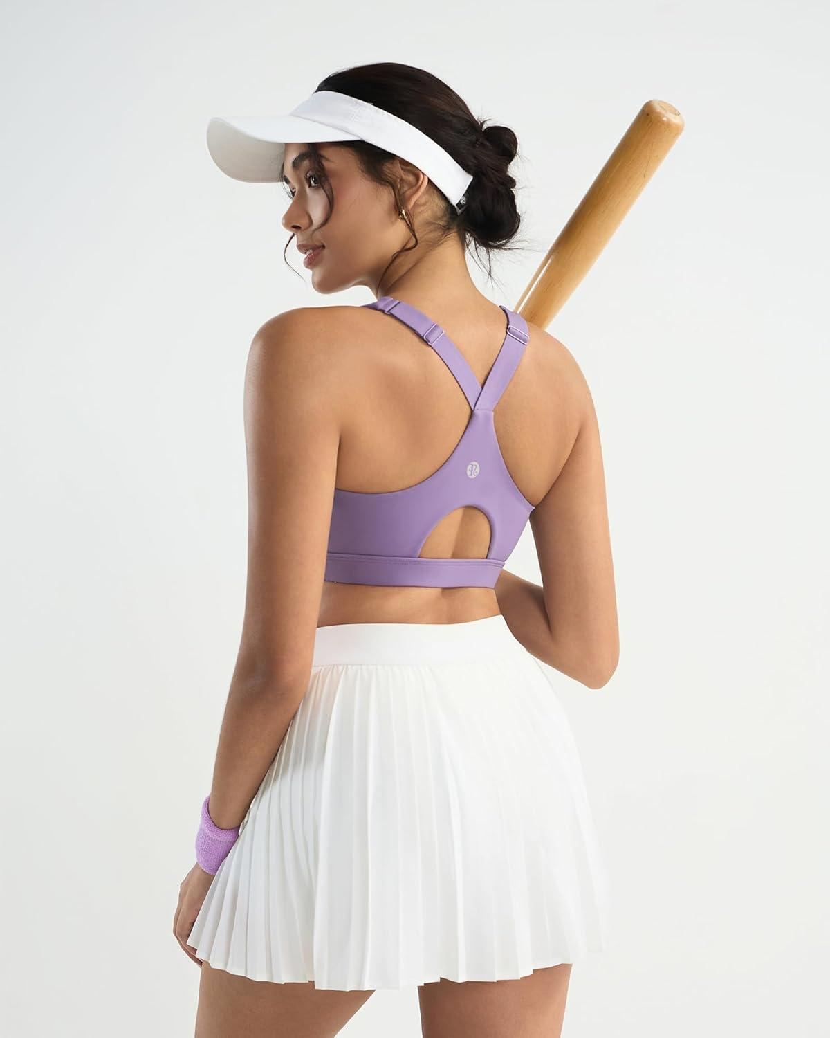 imageRUNNING GIRL High Impact Sports Bras for Women High Support Running Adjustable Sports Bra Molded Cup StrappyPurple