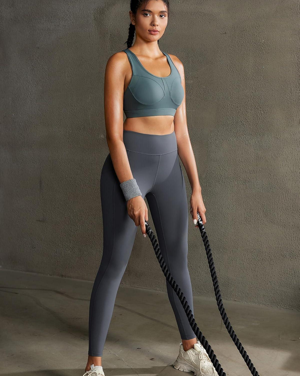 imageRUNNING GIRL Leggings with Pockets for WomenHigh Waist Athletic Yoga Pants with Tummy Control Buttery SoftDark Grey