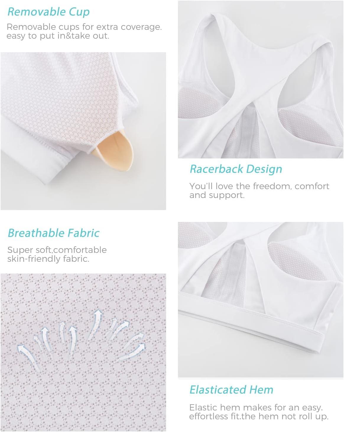 imageRUNNING GIRL Sports Bra for WomenHigh Impact Large Bust Padded Sports Bra Fitness Workout Running Yoga Tank Tops WX2827WhiteM