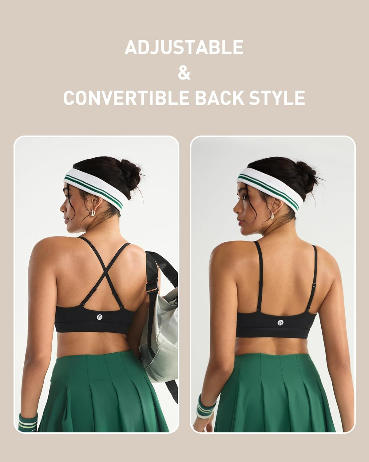 imageRUNNING GIRL VNeck Sports Bras for Women Adjustable Thin Straps Wireless Padded Yoga Top Low ImpactBlack