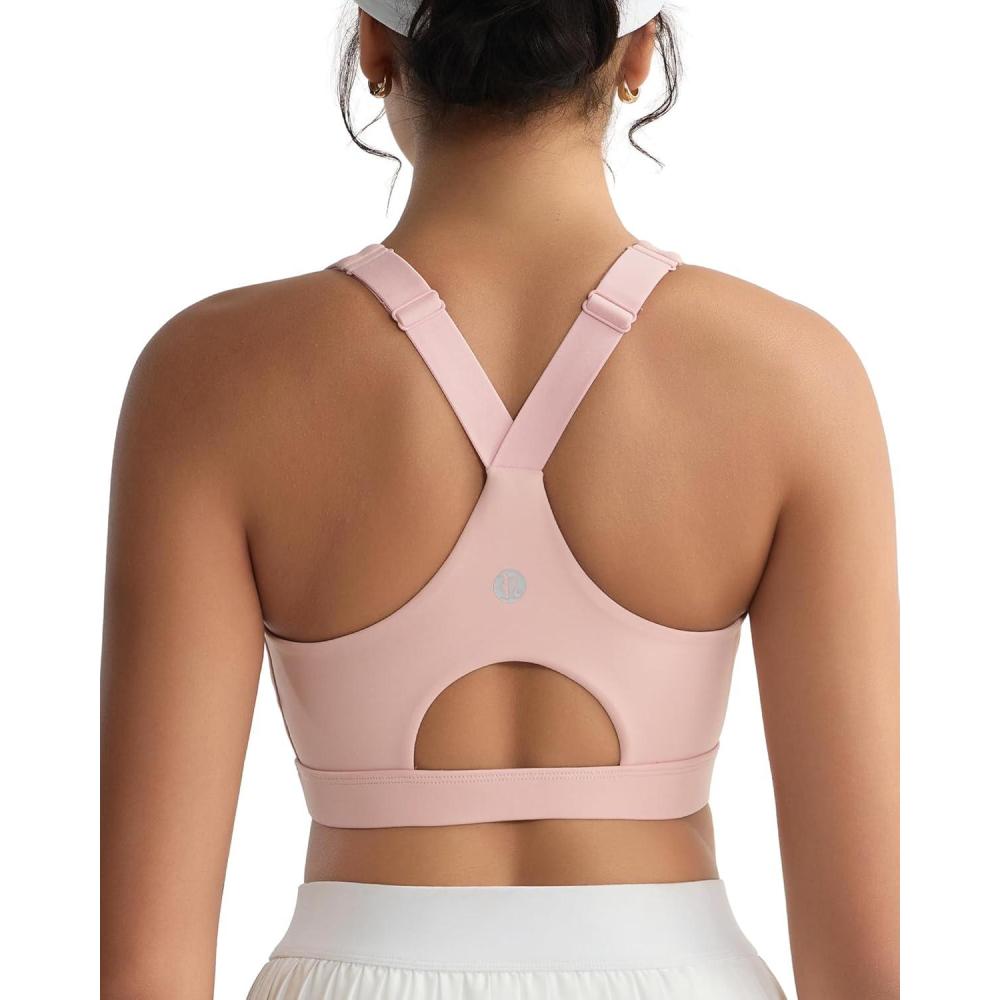 imageRUNNING GIRL High Impact Sports Bras for Women High Support Running Adjustable Sports Bra Molded Cup StrappyPink