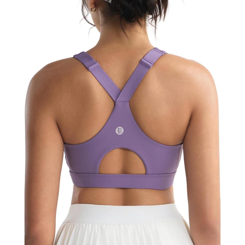 imageRUNNING GIRL High Impact Sports Bras for Women High Support Running Adjustable Sports Bra Molded Cup StrappyPurple