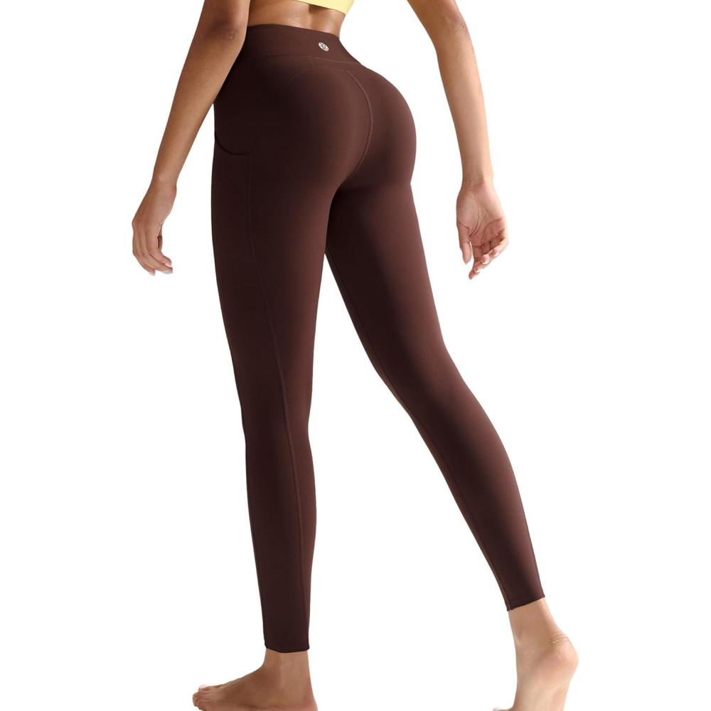 imageRUNNING GIRL Leggings with Pockets for WomenHigh Waist Athletic Yoga Pants with Tummy Control Buttery SoftBrown