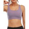 RUNNING GIRL Sports Bra for Women, Sexy Crisscross Back Medium Support Padded Strappy Yoga Bra with Removable Cups(B-purple)