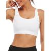 RUNNING GIRL Sports Bra for Women, Sexy Crisscross Back Medium Support Padded Strappy Yoga Bra with Removable Cups(B-white)