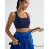 RUNNING GIRL Sports Bra for Women,Molded Cup Strappy Running High Impact Sports Bra with Sewn in Pads(Navy Blue)