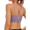 RUNNING GIRL Sports Bra for Women, Sexy Crisscross Back Medium Support Padded Strappy Yoga Bra with Removable Cups(B-purple)