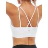 RUNNING GIRL Sports Bra for Women, Sexy Crisscross Back Medium Support Padded Strappy Yoga Bra with Removable Cups(B-white)
