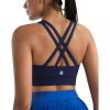 RUNNING GIRL Sports Bra for Women,Molded Cup Strappy Running High Impact Sports Bra with Sewn in Pads(Navy Blue)