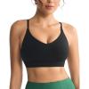 RUNNING GIRL V-Neck Sports Bras for Women – Adjustable Thin Straps Wireless Padded Yoga Top Low Impact(Black)