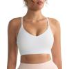 RUNNING GIRL V-Neck Sports Bras for Women – Adjustable Thin Straps Wireless Padded Yoga Top Low Impact(White)