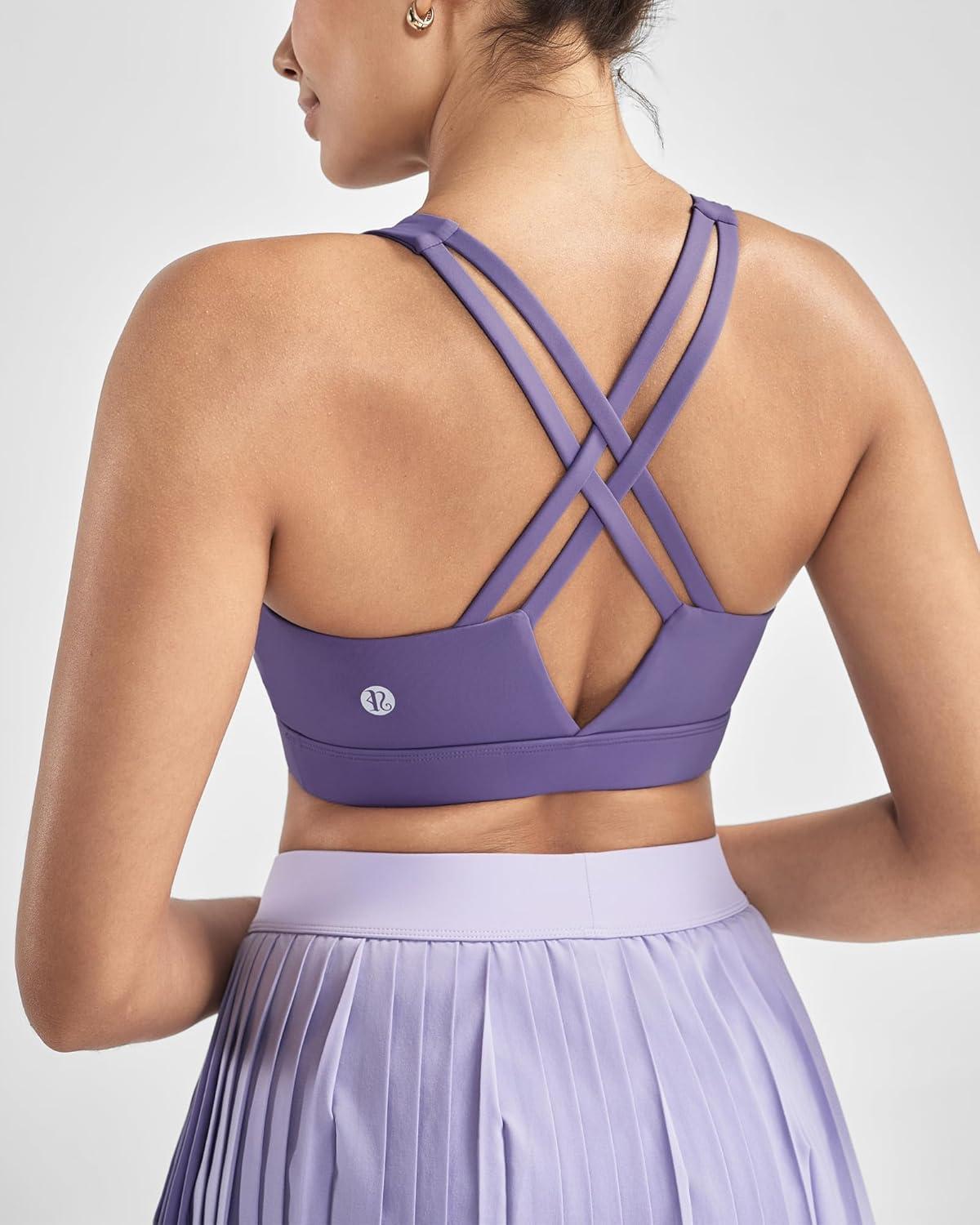 imageRUNNING GIRL Sports Bra for Women High Support Molded Cup High Impact Sports Bras with Sewn in Pads Strappy Running BraMauve