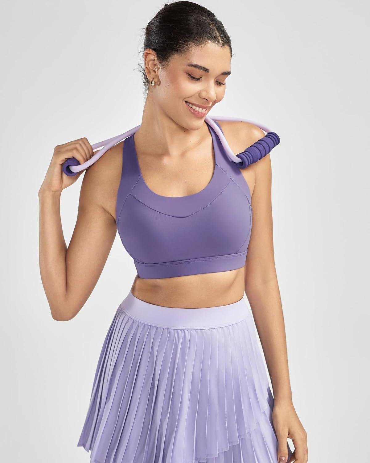 imageRUNNING GIRL Sports Bra for Women High Support Molded Cup High Impact Sports Bras with Sewn in Pads Strappy Running BraMauve