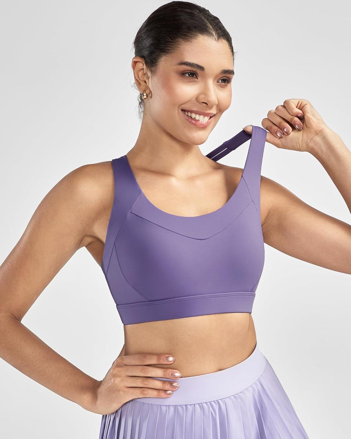 imageRUNNING GIRL Sports Bra for Women High Support Molded Cup High Impact Sports Bras with Sewn in Pads Strappy Running BraMauve