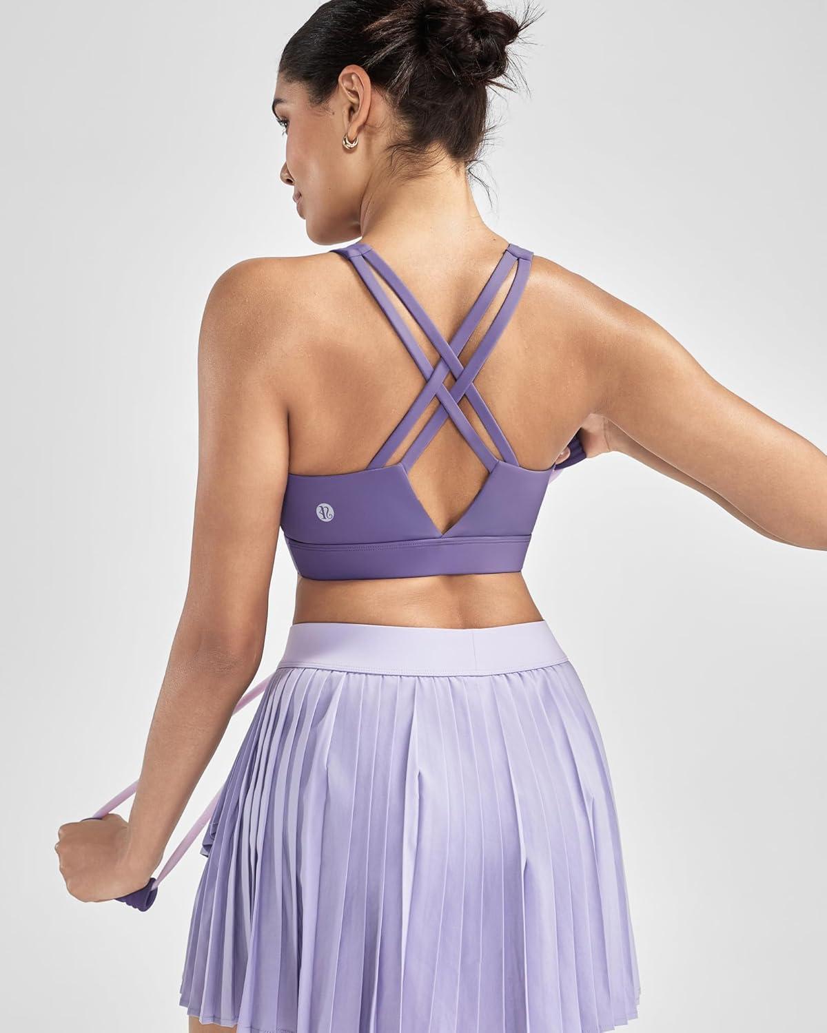 imageRUNNING GIRL Sports Bra for Women High Support Molded Cup High Impact Sports Bras with Sewn in Pads Strappy Running BraMauve