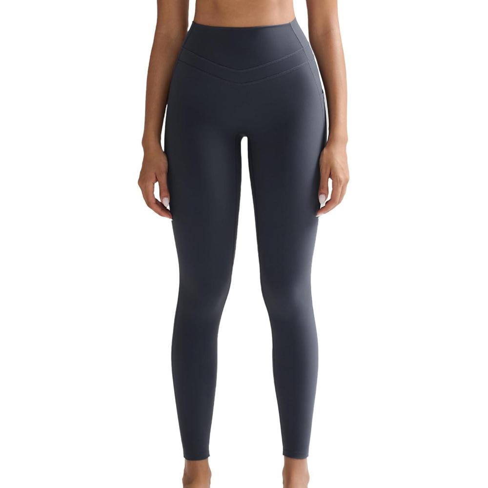 imageRUNNING GIRL Compression Leggings with Pockets for Women Tummy Control Leggings No Front Seam Workout High Waist Yoga PantsDark Grey