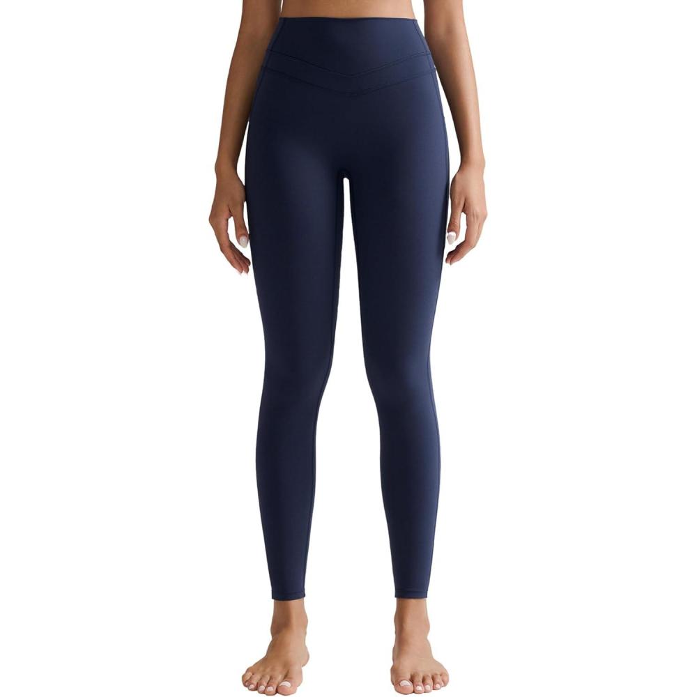 imageRUNNING GIRL Compression Leggings with Pockets for Women Tummy Control Leggings No Front Seam Workout High Waist Yoga PantsNavy Blue