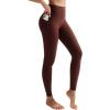RUNNING GIRL Compression Leggings with Pockets for Women Tummy Control Leggings No Front Seam Workout High Waist Yoga Pants(Brown)