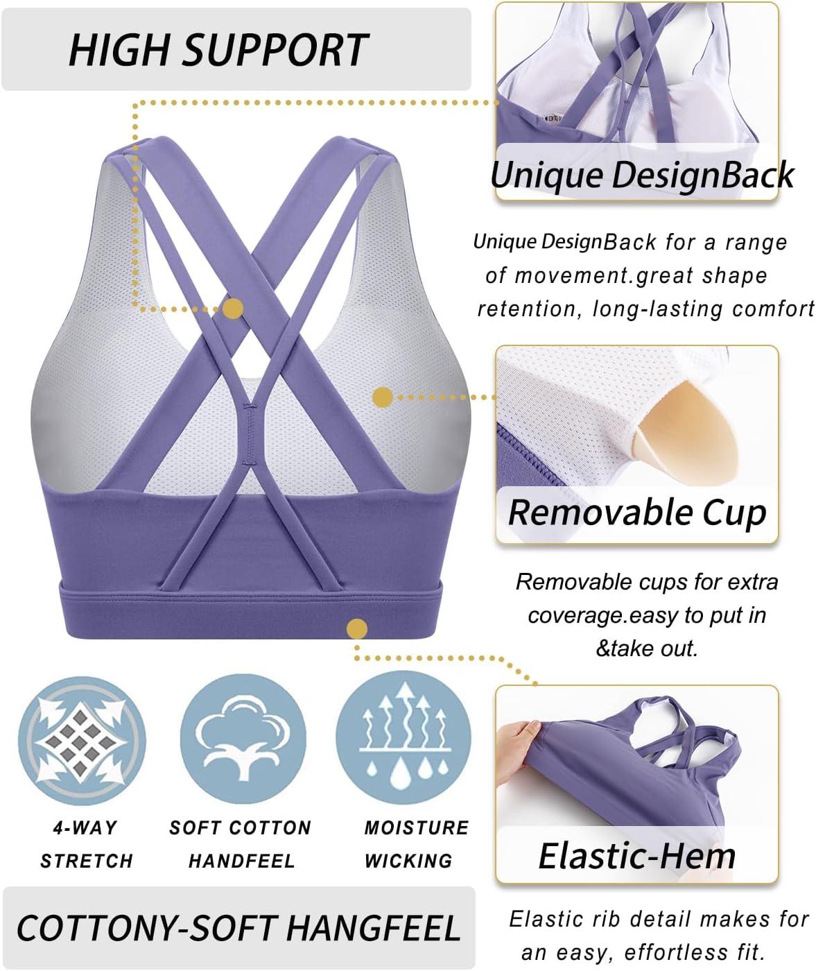 imageRUNNING GIRL Sports Bras for WomenPadded Strappy Sports Bras CrissCross Back Medium Support Sports Bras with Removable Cups1amethyst