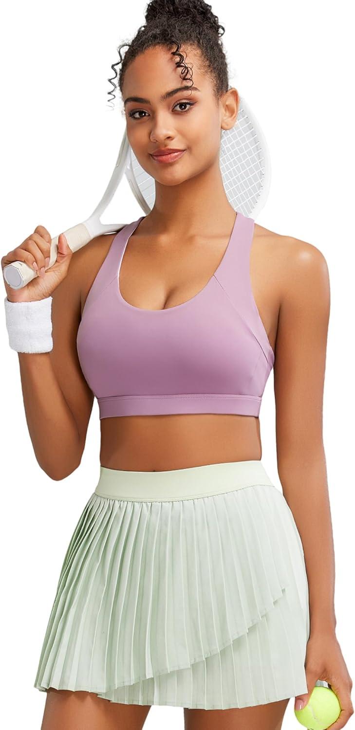 imageRUNNING GIRL Sports Bras for WomenPadded Strappy Sports Bras CrissCross Back Medium Support Sports Bras with Removable Cups1taro Purple