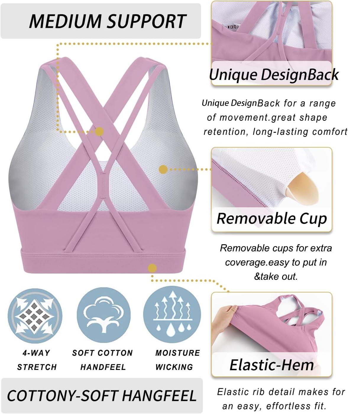 imageRUNNING GIRL Sports Bras for WomenPadded Strappy Sports Bras CrissCross Back Medium Support Sports Bras with Removable Cups1taro Purple