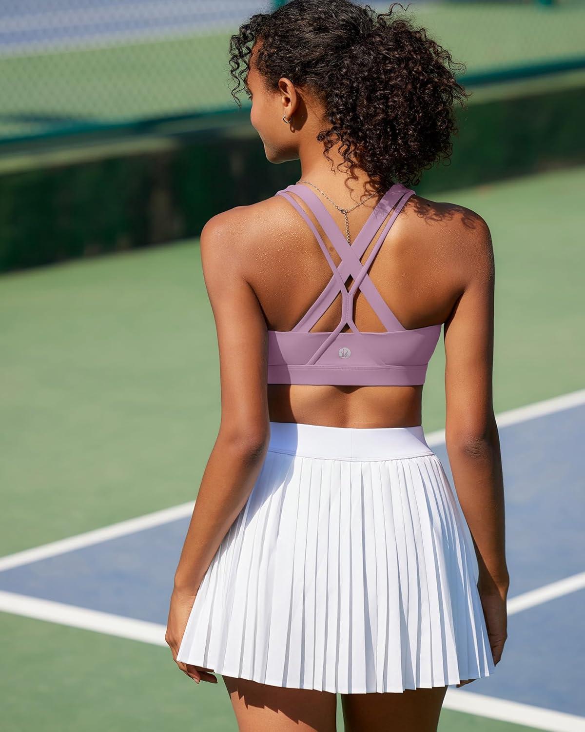 imageRUNNING GIRL Sports Bras for WomenPadded Strappy Sports Bras CrissCross Back Medium Support Sports Bras with Removable Cups1taro Purple