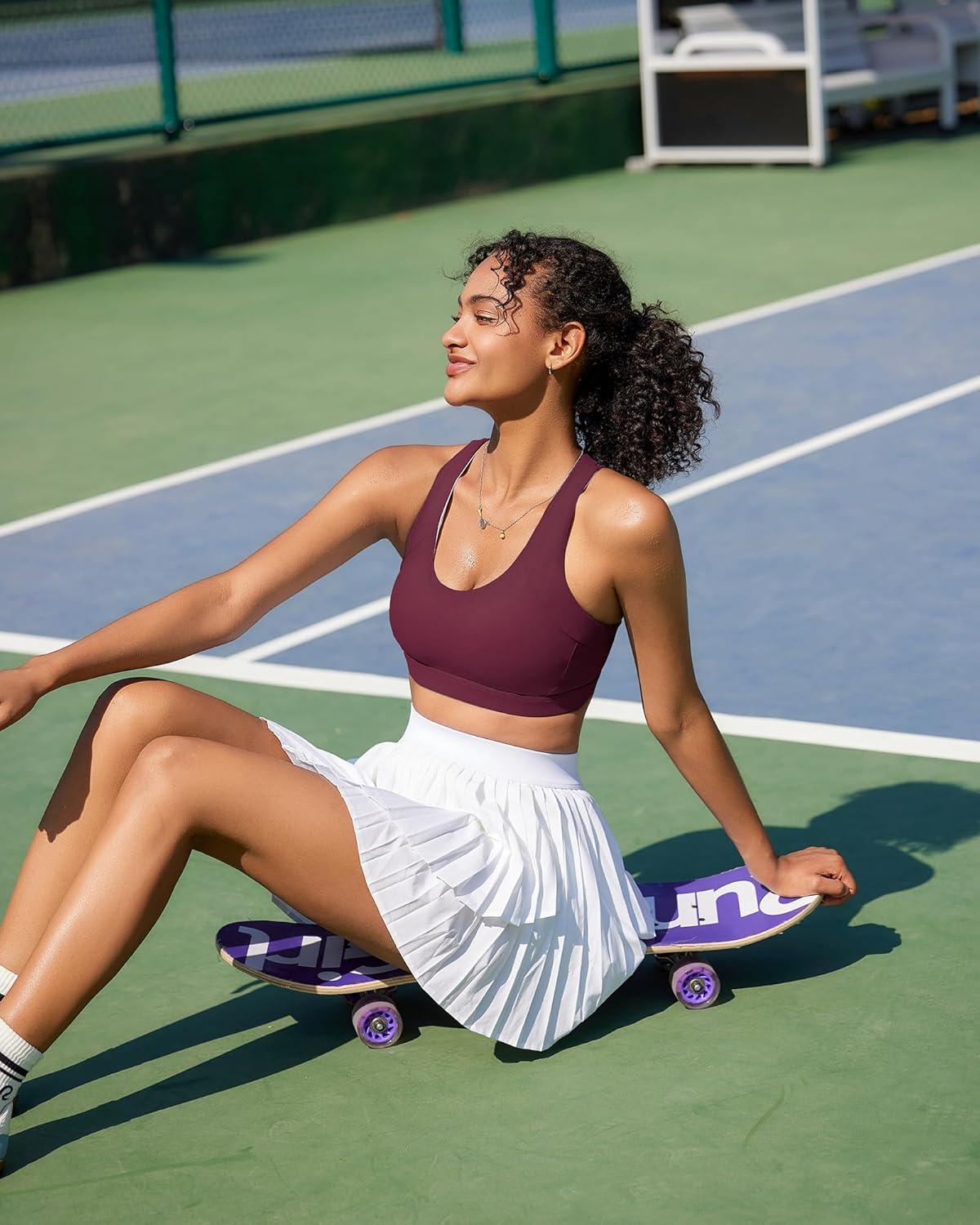 imageRUNNING GIRL Sports Bras for WomenPadded Strappy Sports Bras CrissCross Back Medium Support Sports Bras with Removable Cups1watermelon Red