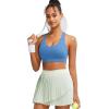 RUNNING GIRL Sports Bras for Women,Padded Strappy Sports Bras Criss-Cross Back Medium Support Sports Bras with Removable Cups(1-blue)