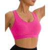RUNNING GIRL Sports Bras for Women,Padded Strappy Sports Bras Criss-Cross Back Medium Support Sports Bras with Removable Cups(1-hot Pink)