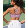 RUNNING GIRL Sports Bras for Women,Padded Strappy Sports Bras Criss-Cross Back Medium Support Sports Bras with Removable Cups(1-taro Purple)