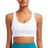 RUNNING GIRL Sports Bras for Women,Padded Strappy Sports Bras Criss-Cross Back Medium Support Sports Bras with Removable Cups(1-white)