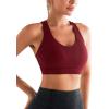 RUNNING GIRL Sports Bras for Women,Padded Strappy Sports Bras Criss-Cross Back Medium Support Sports Bras with Removable Cups(1-wine Red)
