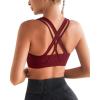 RUNNING GIRL Sports Bras for Women,Padded Strappy Sports Bras Criss-Cross Back Medium Support Sports Bras with Removable Cups(1-wine Red)