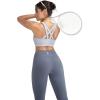 RUNNING GIRL Sports Bras for Women,Padded Strappy Sports Bras Criss-Cross Back Medium Support Sports Bras with Removable Cups(B-ice Grey)