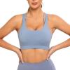 RUNNING GIRL Sports Bras for Women,Padded Strappy Sports Bras Criss-Cross Back Medium Support Sports Bras with Removable Cups(Blue)
