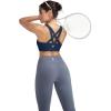 RUNNING GIRL Sports Bras for Women,Padded Strappy Sports Bras Criss-Cross Back Medium Support Sports Bras with Removable Cups(B-navy Blue)