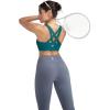 RUNNING GIRL Sports Bras for Women,Padded Strappy Sports Bras Criss-Cross Back Medium Support Sports Bras with Removable Cups(B-storm Teal)