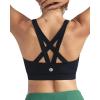 RUNNING GIRL Sports Bras for Women,Padded Strappy Sports Bras Criss-Cross Back Medium Support Sports Bras with Removable Cups(B-black)