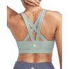 RUNNING GIRL Sports Bras for Women,Padded Strappy Sports Bras Criss-Cross Back Medium Support Sports Bras with Removable Cups(B-green)