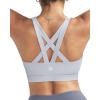 RUNNING GIRL Sports Bras for Women,Padded Strappy Sports Bras Criss-Cross Back Medium Support Sports Bras with Removable Cups(B-ice Grey)