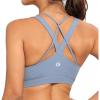 RUNNING GIRL Sports Bras for Women,Padded Strappy Sports Bras Criss-Cross Back Medium Support Sports Bras with Removable Cups(Blue)