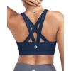 RUNNING GIRL Sports Bras for Women,Padded Strappy Sports Bras Criss-Cross Back Medium Support Sports Bras with Removable Cups(B-navy Blue)