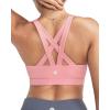 RUNNING GIRL Sports Bras for Women,Padded Strappy Sports Bras Criss-Cross Back Medium Support Sports Bras with Removable Cups(B-pink)