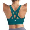 RUNNING GIRL Sports Bras for Women,Padded Strappy Sports Bras Criss-Cross Back Medium Support Sports Bras with Removable Cups(B-storm Teal)