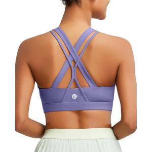RUNNING GIRL Sports Bras for Women,Padded Strappy Sports Bras Criss-Cross Back Medium Support Sports Bras with Removable Cups(1-amethyst)