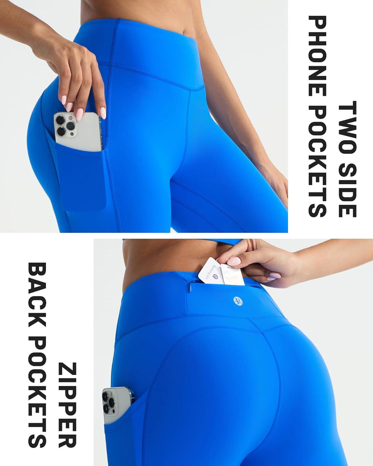 imageRUNNING GIRL Leggings with Pockets for Women Tummy Control 25quot High Waisted Yoga Pants Buttery Soft Gym Workout Yoga LeggingsBright Blue