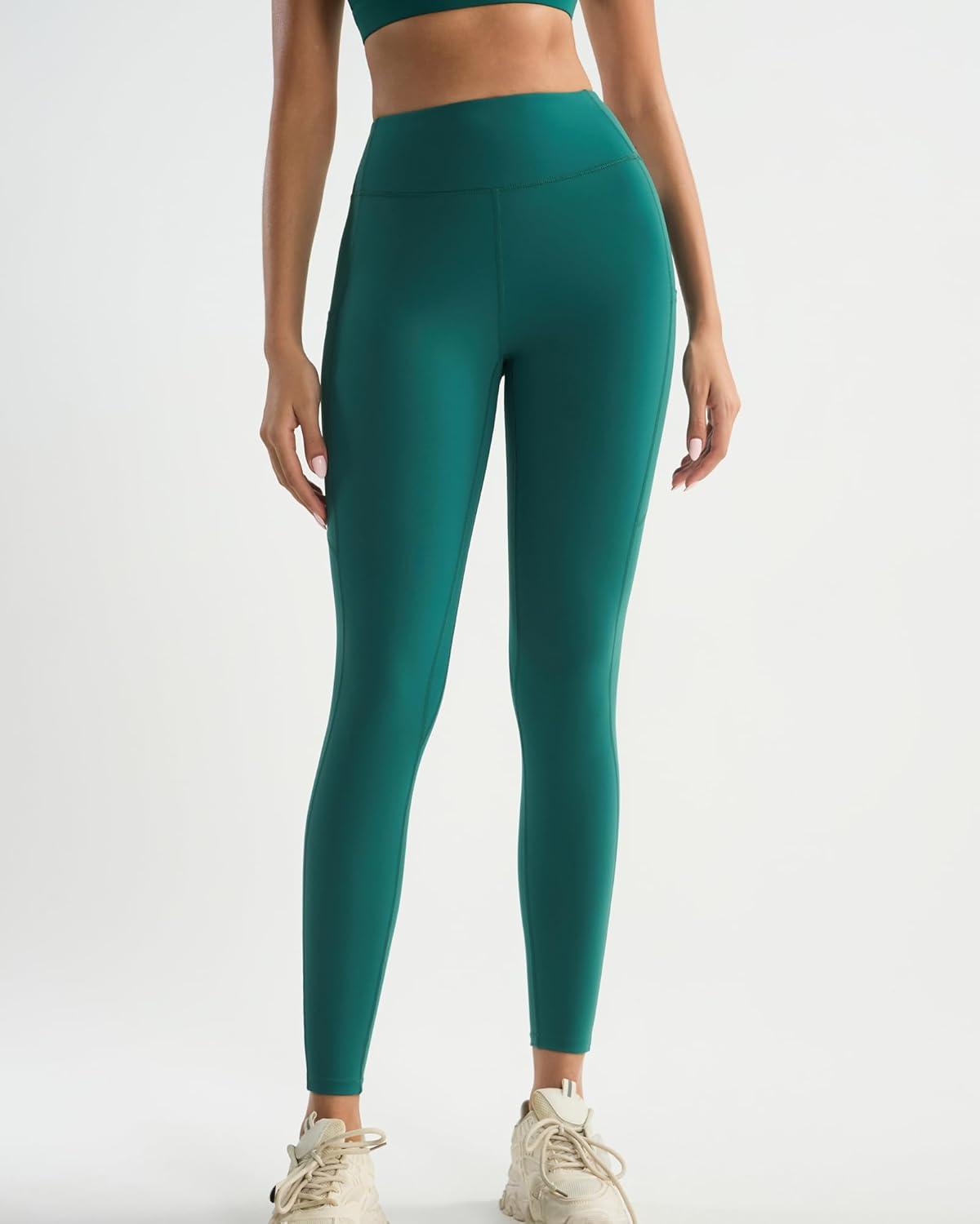 imageRUNNING GIRL Leggings with Pockets for Women Tummy Control 25quot High Waisted Yoga Pants Buttery Soft Gym Workout Yoga LeggingsEmerald Green